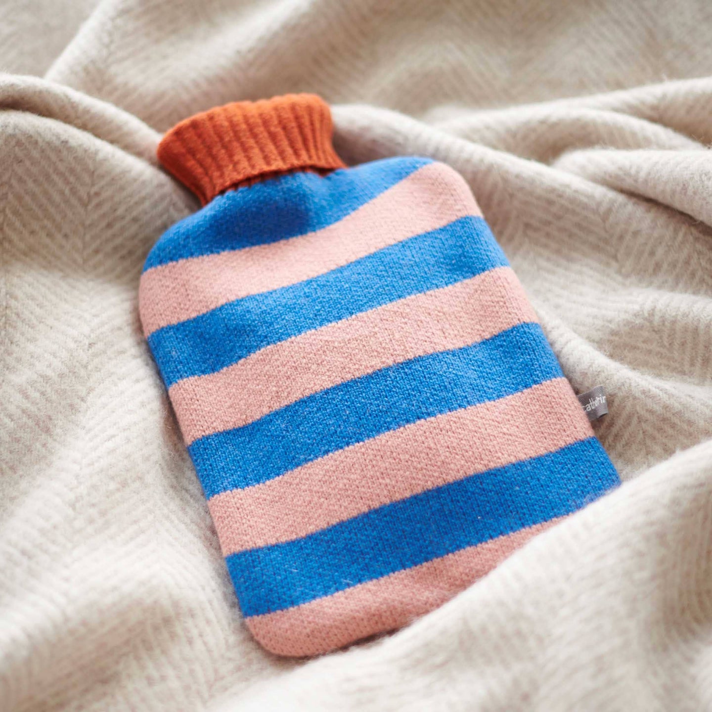 Lambswool Hot Water Bottle - blue & pink stripe
