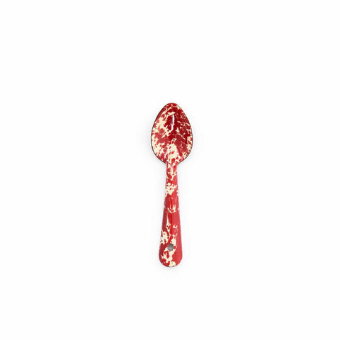 Enamelware Small Spoon: Burgundy & Cream Splatter