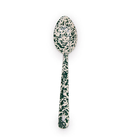 Large Serving Spoon: Green & Cream Splatter