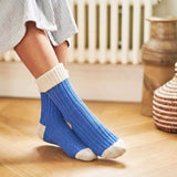 Women's Cashmere Blend Socks  - Blue/Oatmeal