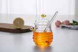 Bee glass honey pot