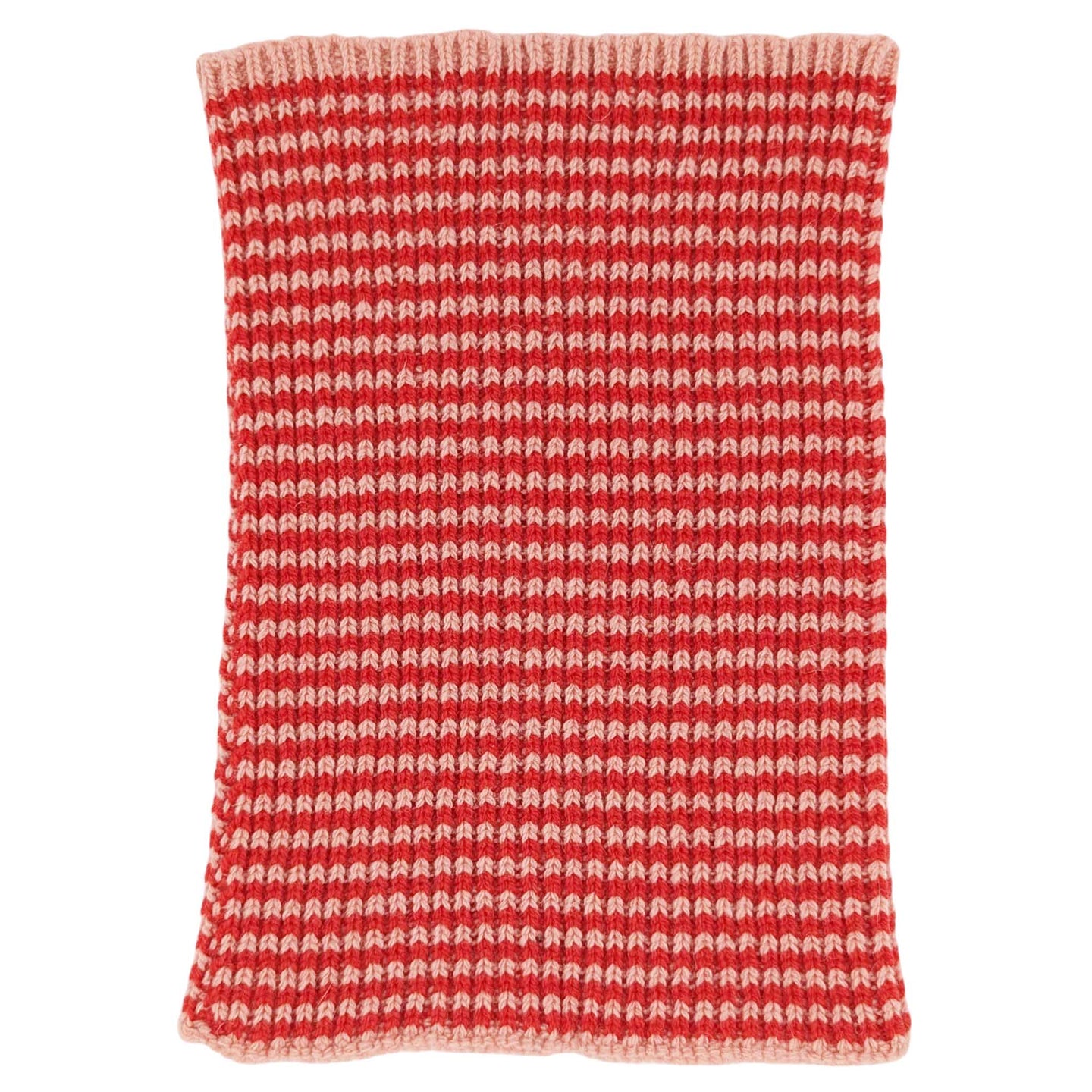 Kids' Lambswool Ribbed Snoods: Fine Stripe - Red/Pink