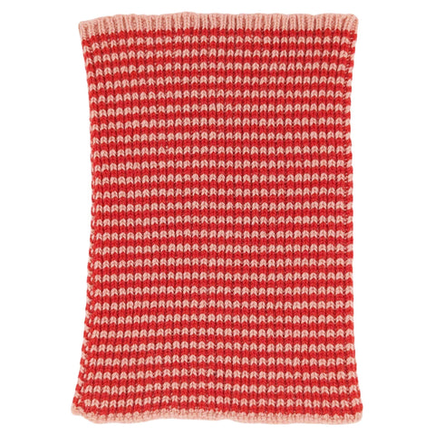 Kids' Lambswool Ribbed Snoods: Fine Stripe - Red/Pink