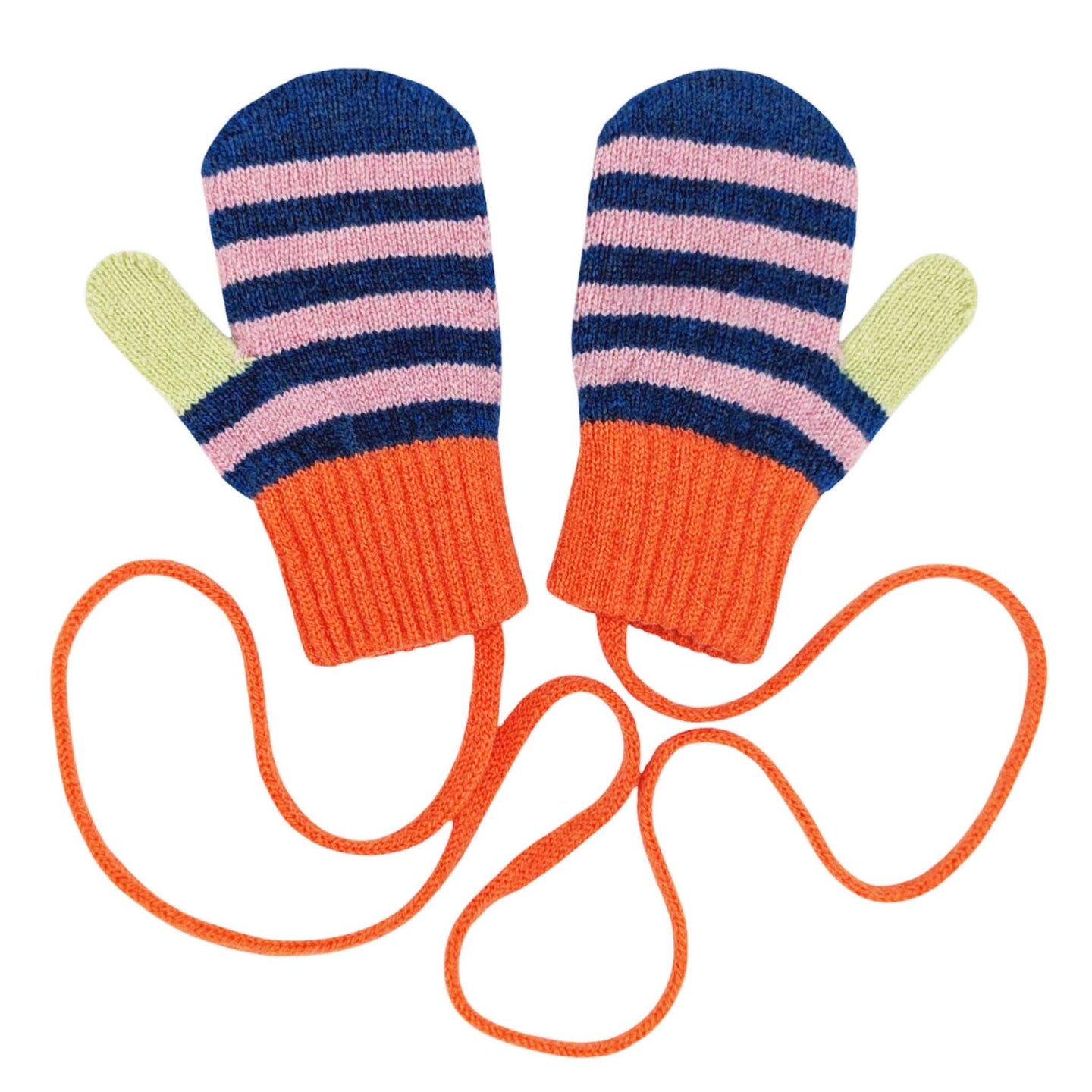 Kids' Patterned Lambswool Mittens & Gloves: Mittens - stripe blue