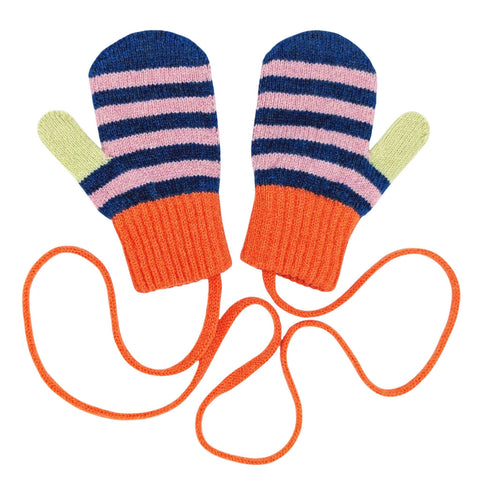 Kids' Patterned Lambswool Mittens & Gloves: Mittens - stripe blue