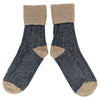Cashmere Blend Slouch Socks: Dark Grey / Soft Brown