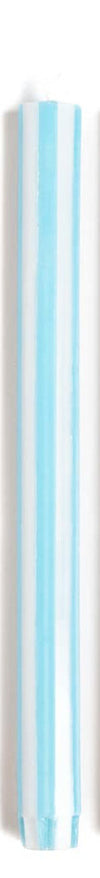 Stripe Dinner Candle Sky Blue / White