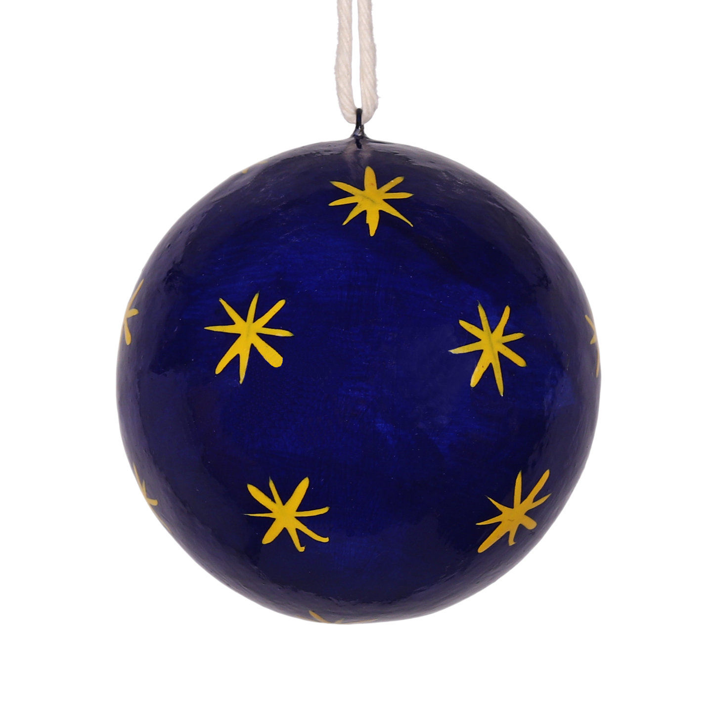 Stars Papier-Mâché Bauble 7cm, Navy & Yellow