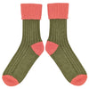 Cashmere Blend Slouch Socks Khaki Green/Coral