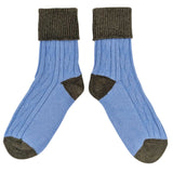 Women's Cashmere Blend Cable Slouch Socks: Light blue / green