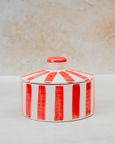 Moroccan Striped Lidded Pot