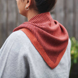 Lambswool Triangle Scarf -  Fine Stripe - Rust Marl/Plum