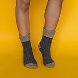 Cashmere Blend Slouch Socks: Dark Grey / Soft Brown