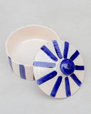 Moroccan Striped Lidded PotvBlue