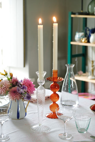 Clear Tapered Glass Candlestick