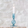 Glass Candlestick Blue