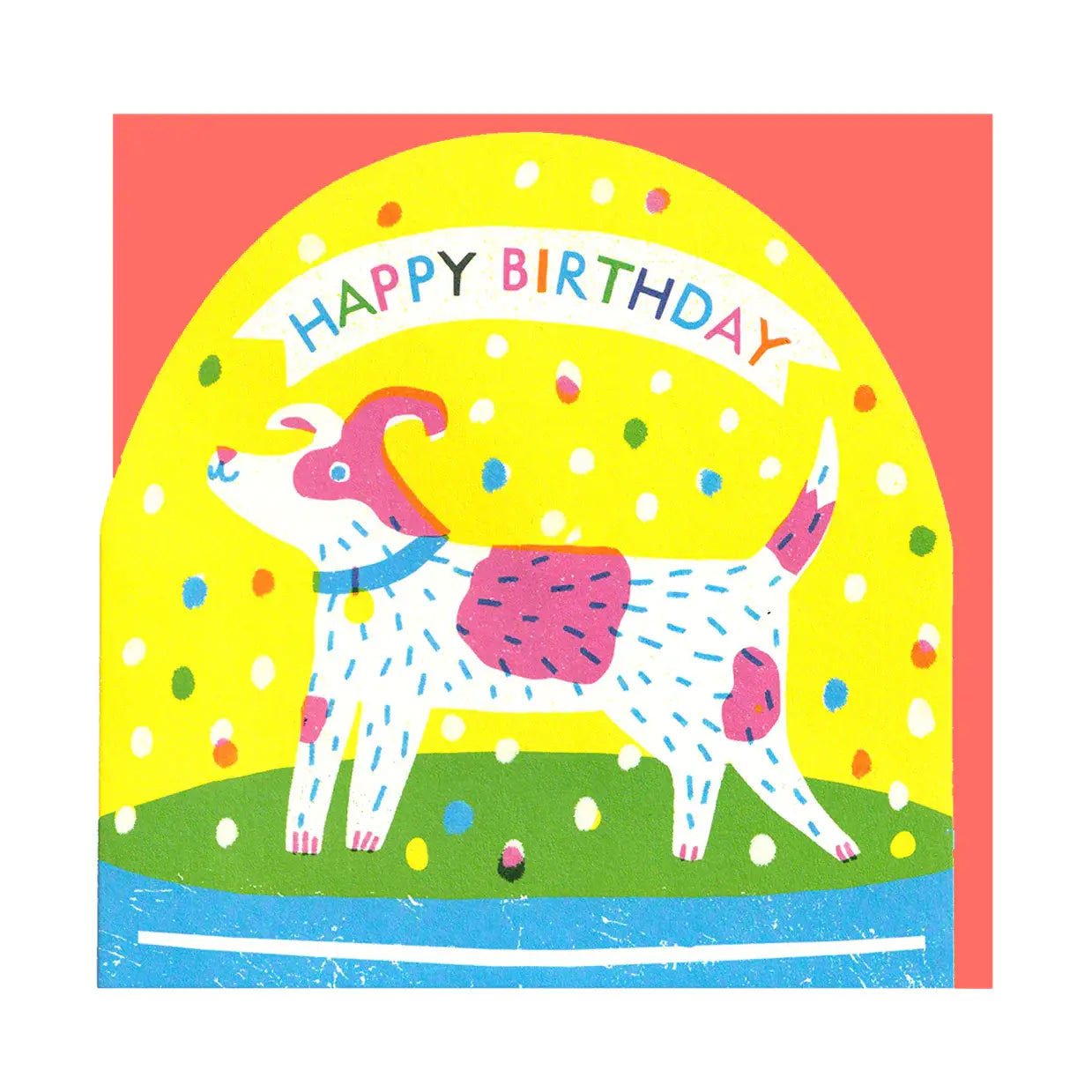 Happy Birthday Dog Snowglobe Card
