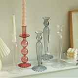Clear Tapered Glass Candlestick