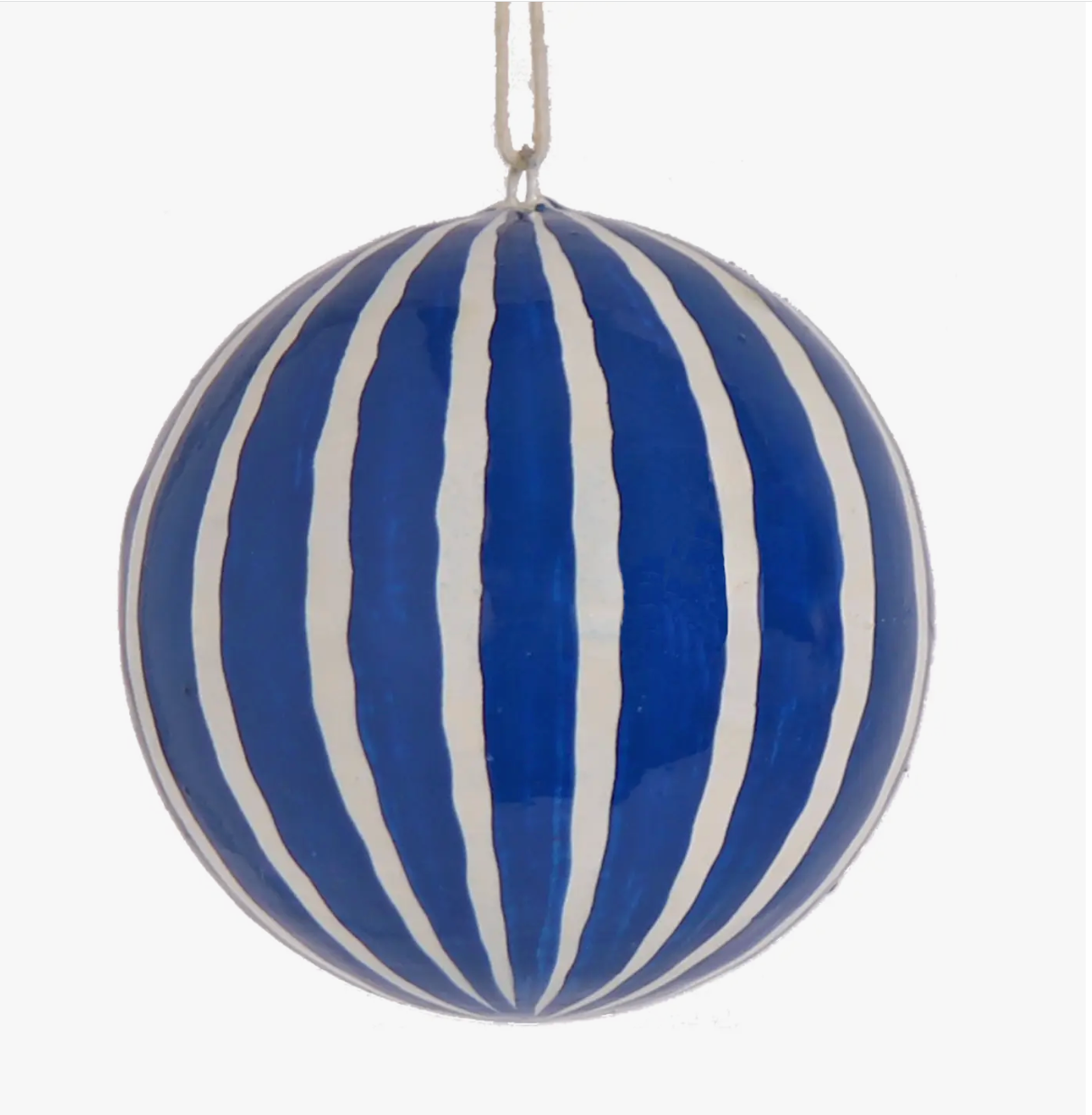 Blue and White Striped Bauble