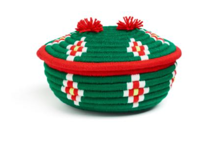 Dark Green with Red Basket with Lid