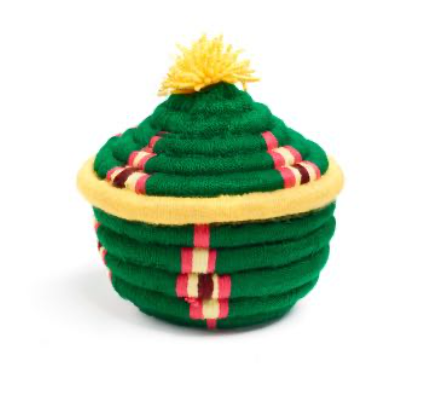 Green with Yellow Basket with Lid - Small