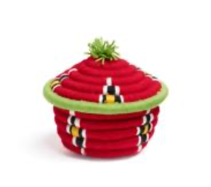 Red with Green Basket with Lid - Small
