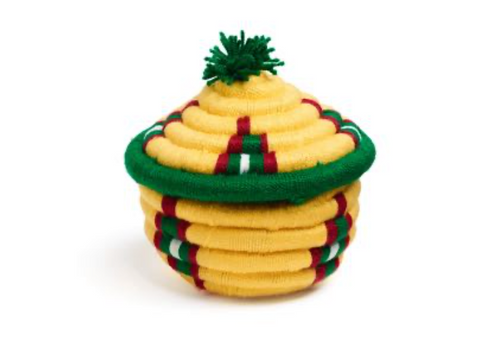 Yellow with Green Basket with Lid - Small