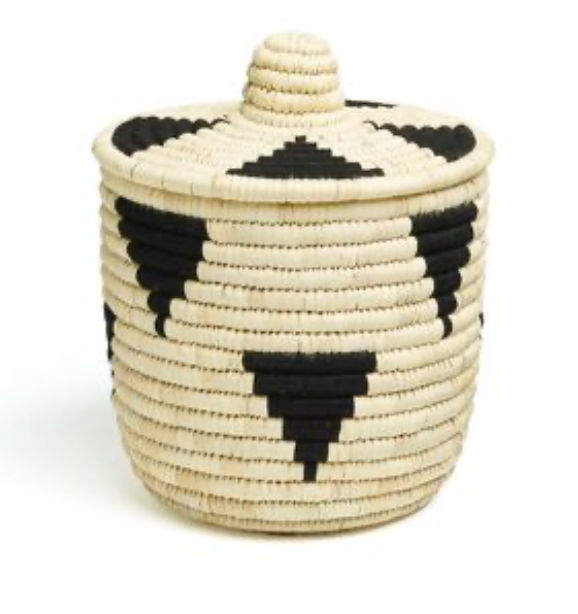 Natural with Black Triangle Basket with Lid