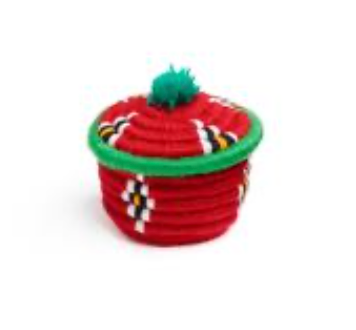 Red with Green Basket with Lid - Extra Small