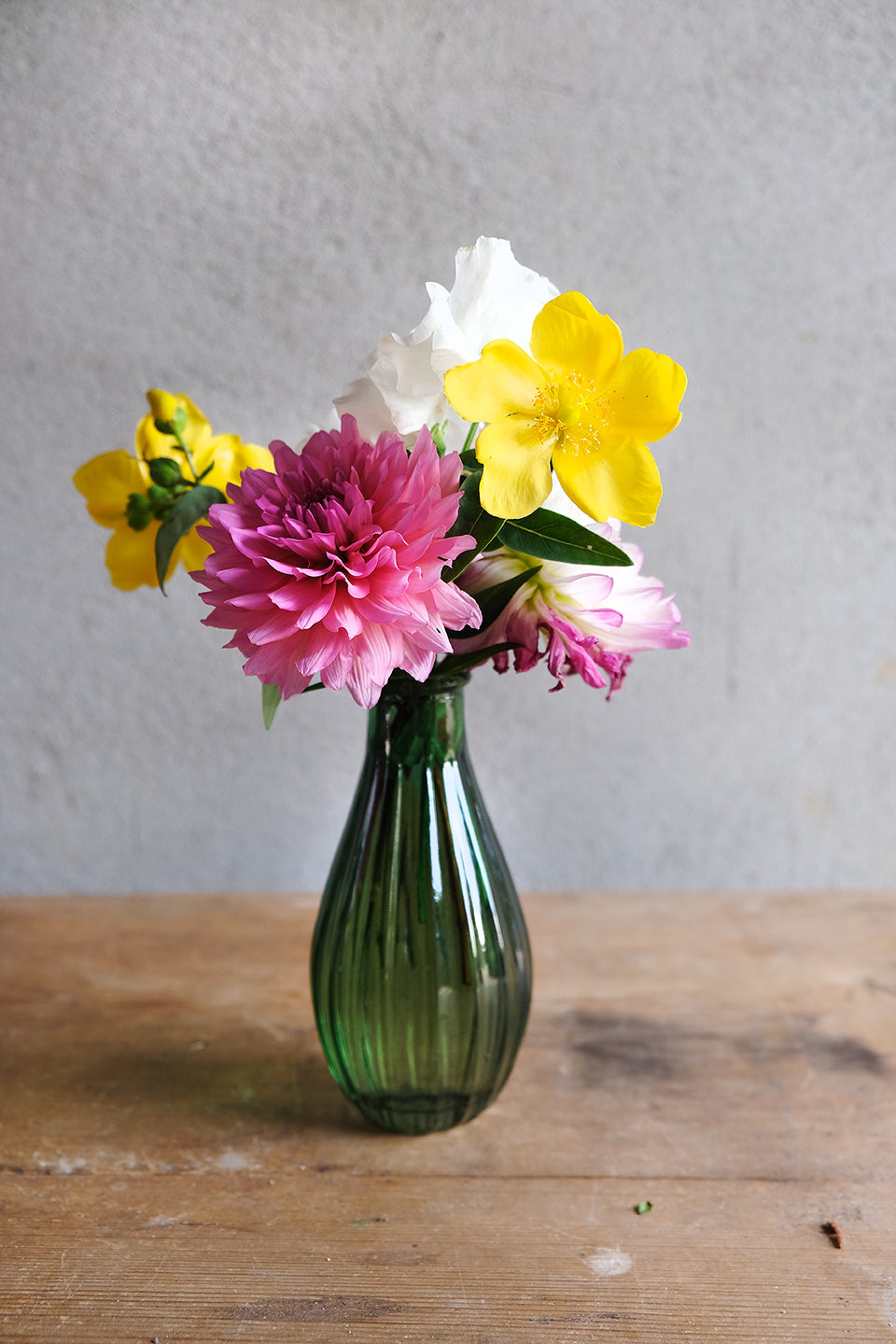 Pear Green Glass Bud Vase - Stripe