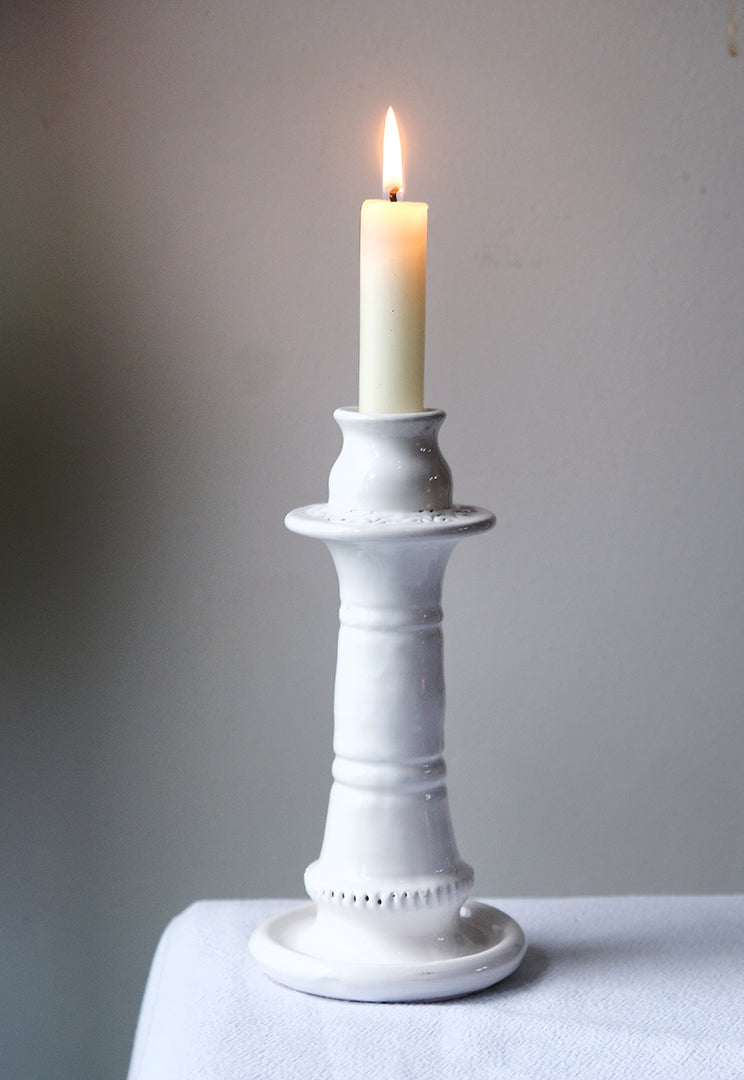 White Ceramic Candlestick