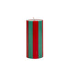 Stripe Pillar Candle  Racing Red / Green