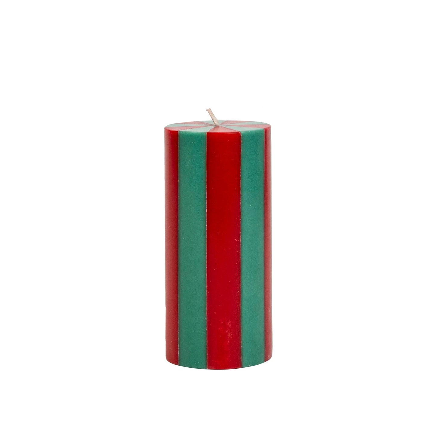 Stripe Pillar Candle  Racing Red / Green