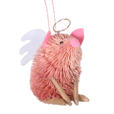 Bristle Angel Pig Decoration, 10cm