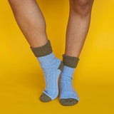 Cashmere Blend Slouch Socks: Light Blue / Green