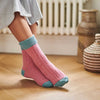 Cashmere Blend Slouch Socks: Dusky Pink / Jade