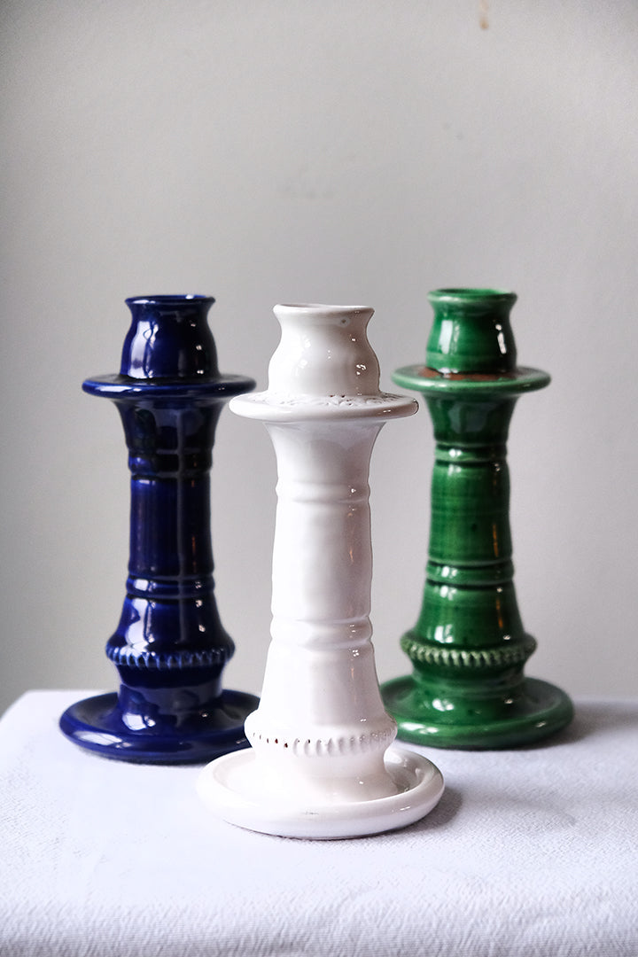 Blue Ceramic Candlestick