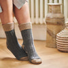 Cashmere Blend Slouch Socks: Dark Grey / Soft Brown