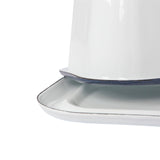 White Enamel Butter Dish  Green Trim