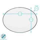 White Enamel Serving Platter - Dark Green Trim