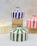 Moroccan Striped Lidded PotvBlue