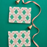 Harlequin Ho Ho Fa La Card Pink & Green