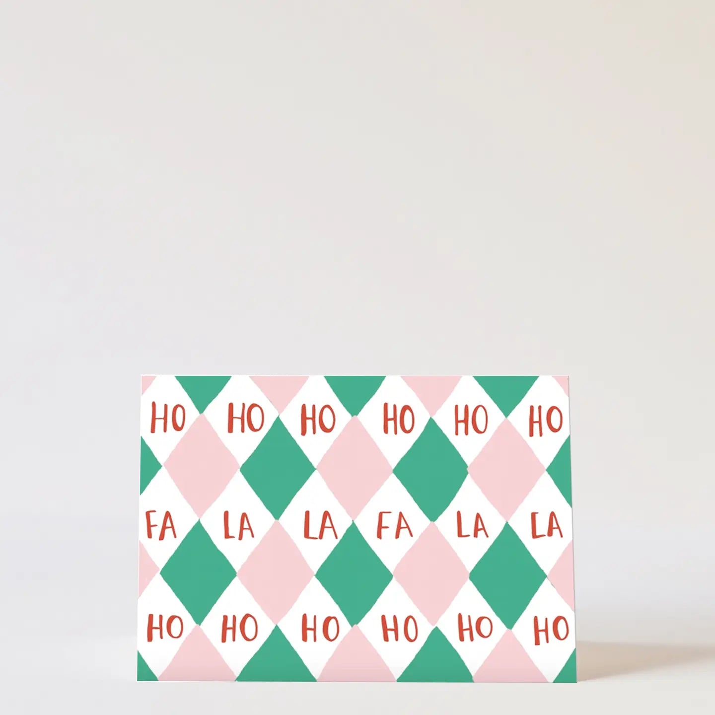 Harlequin Ho Ho Fa La Card Pink & Green