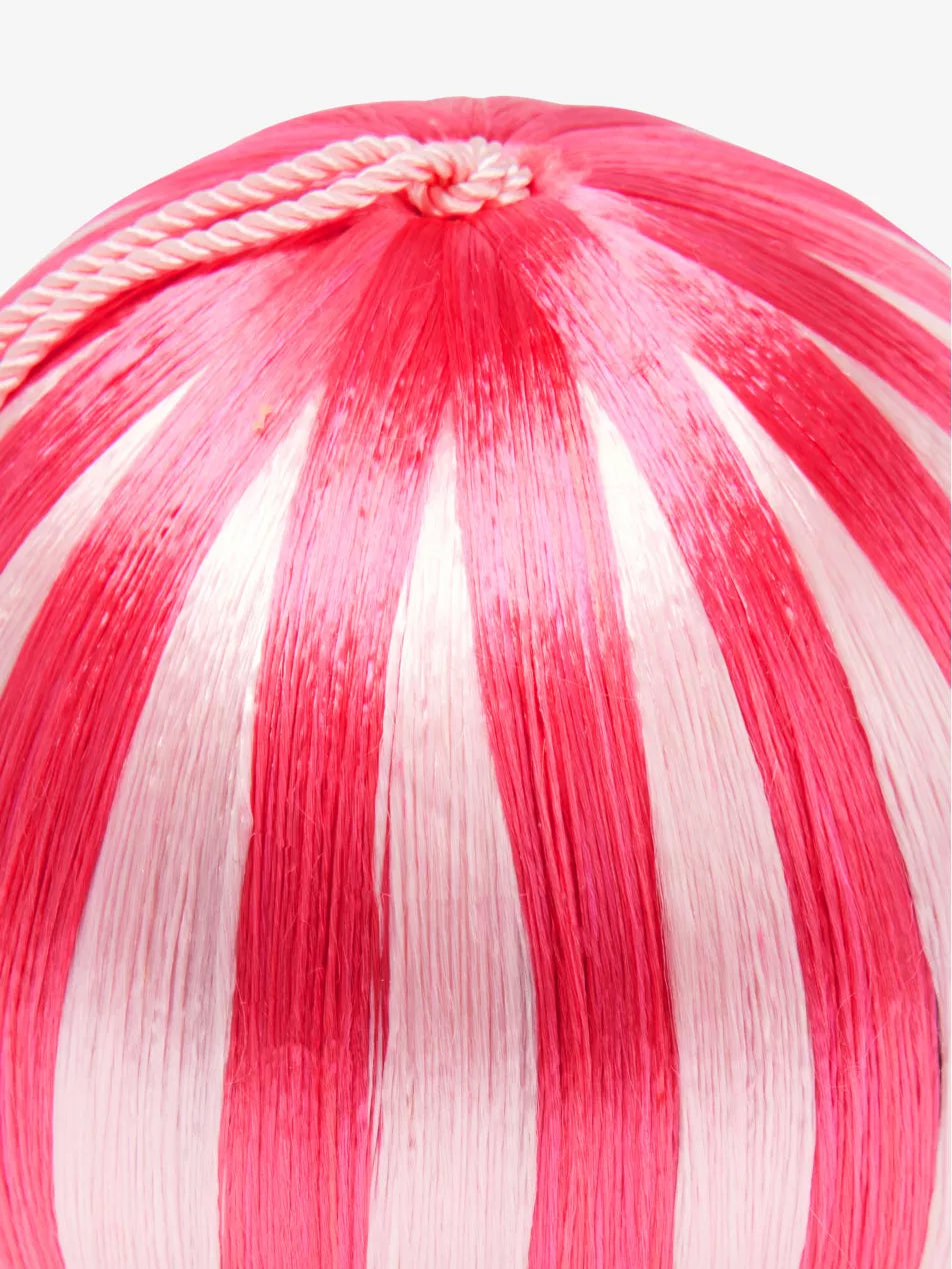 Big corded Fuchsia and Pink Stripe Ornament
