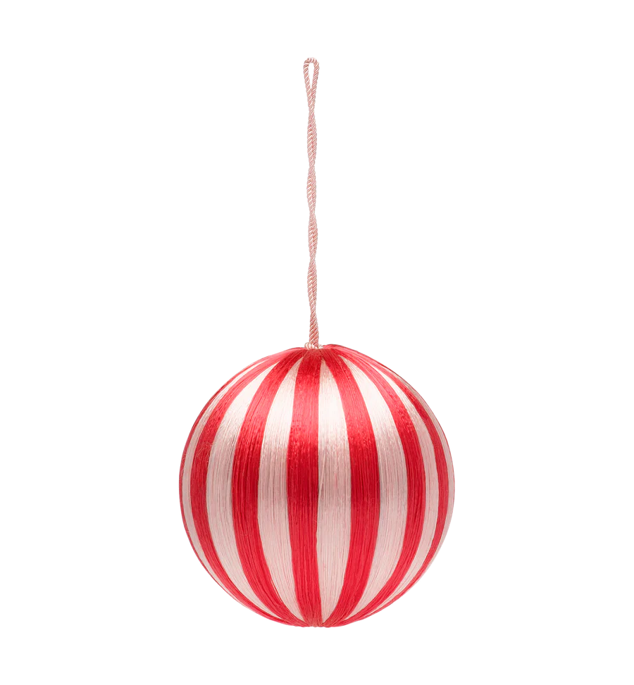 Big corded Fuchsia and Pink Stripe Ornament