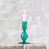 Glass Candlestick Green