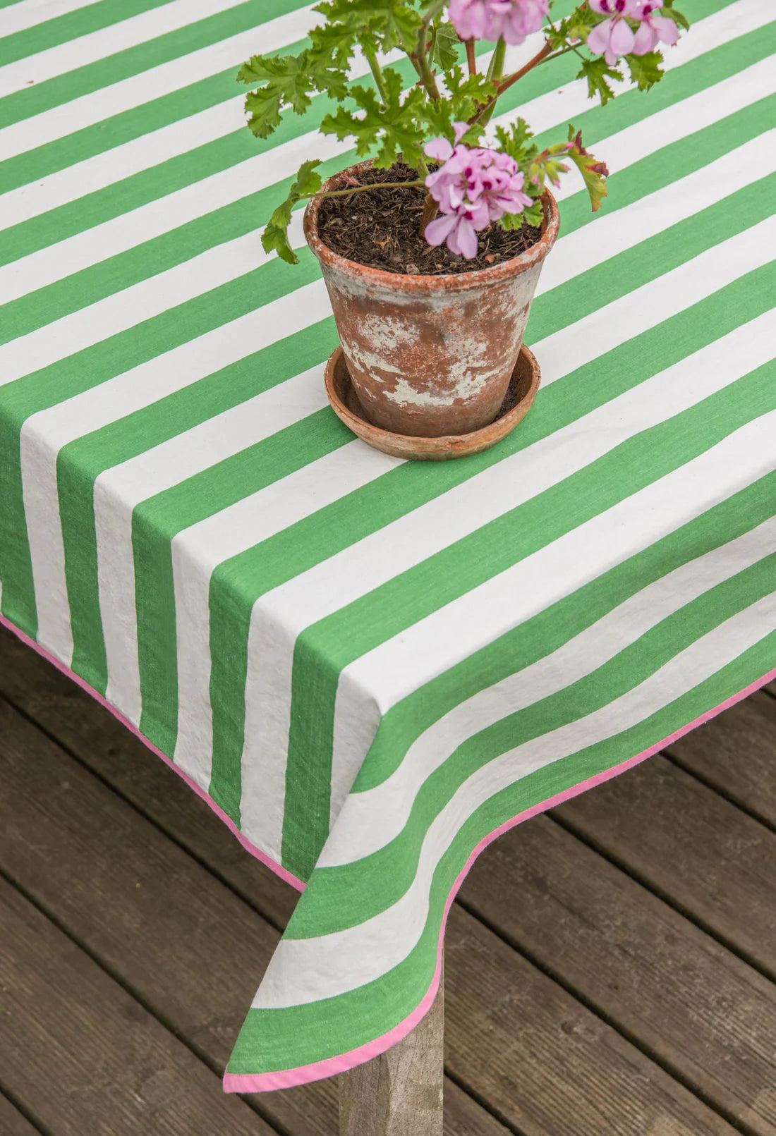 Green Striped Table Cloth