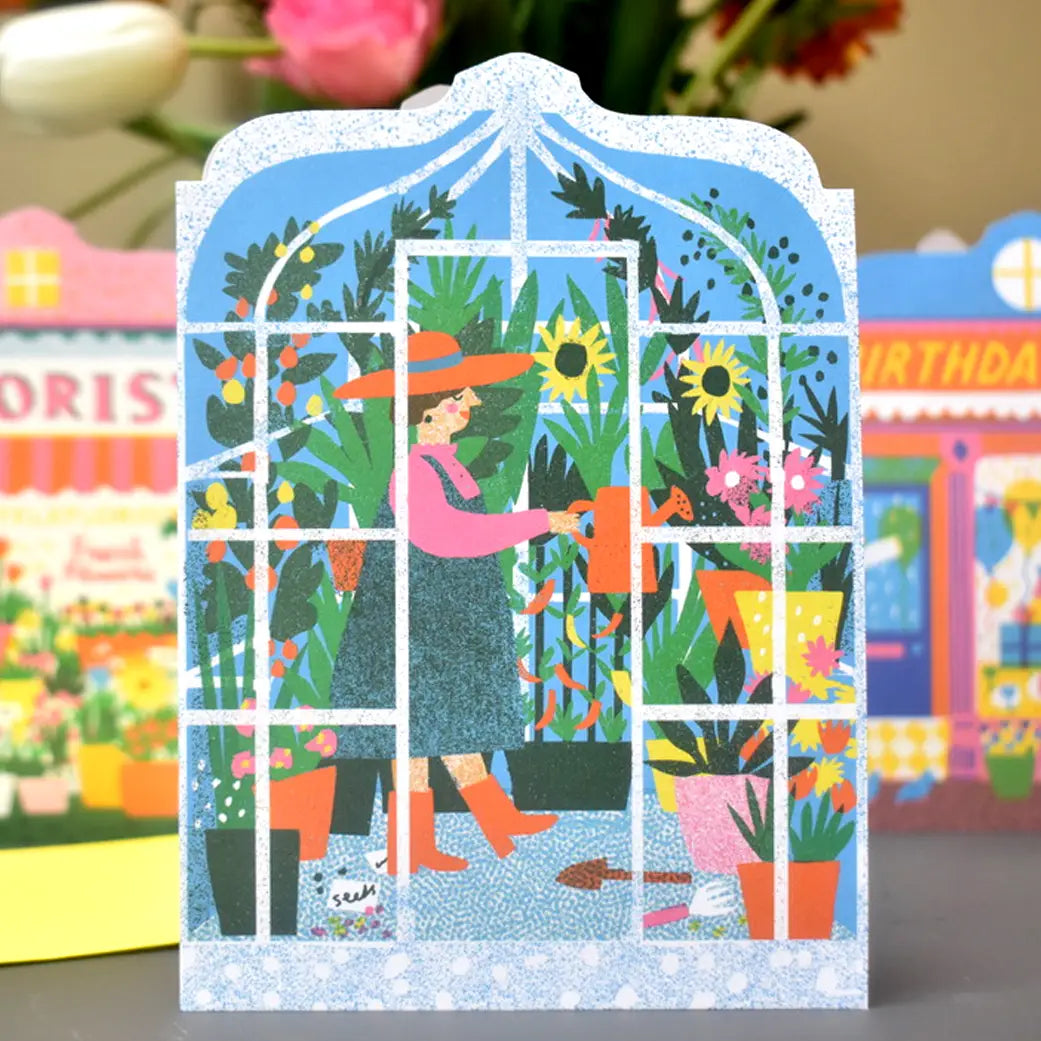 Lady in Glasshouse Card