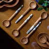 Olive  Wood Batik Handled Sugar Spoon - White