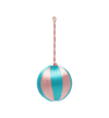 Small Corded Turquoise and Pink Stripe Ornament